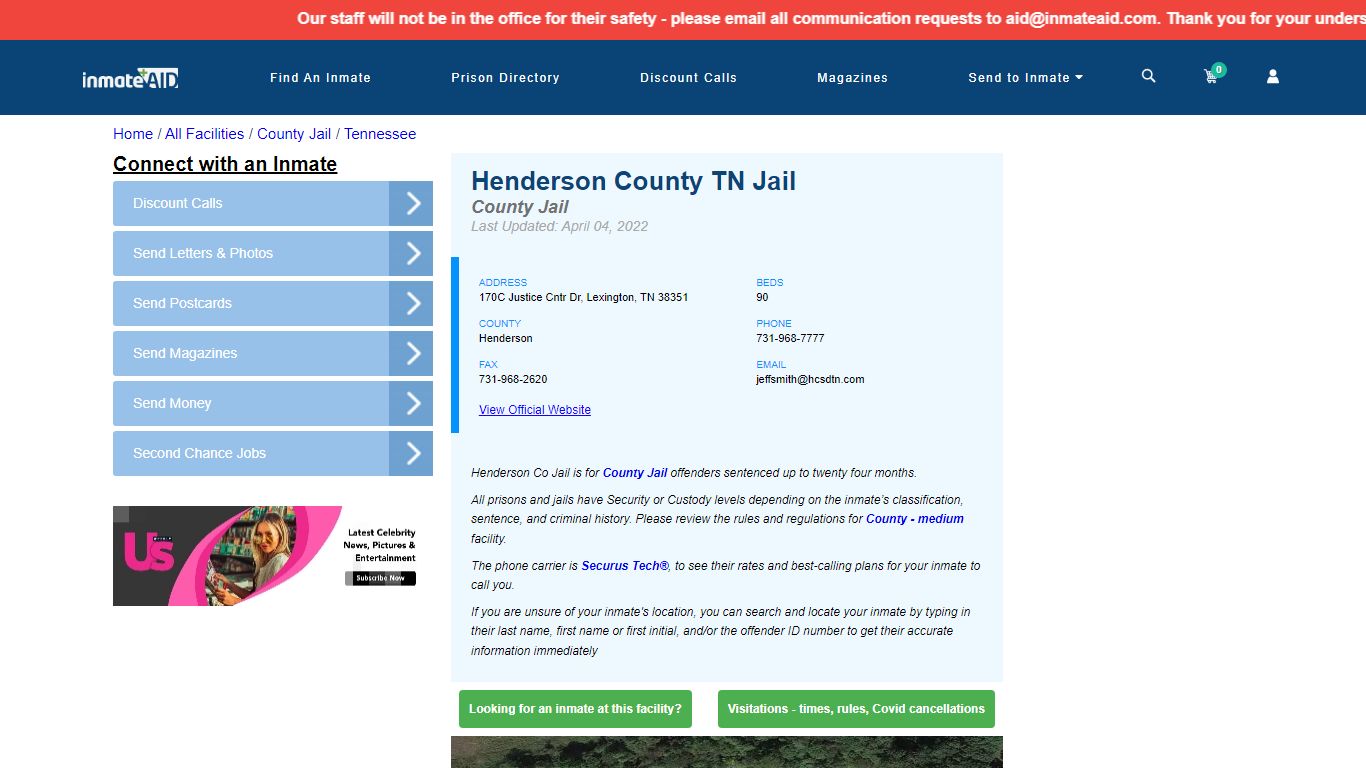 Henderson County TN Jail - Inmate Locator - Lexington, TN